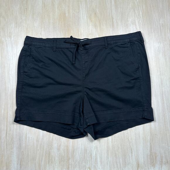 Torrid Black Stretch Casual Shorts 4X Plus Elastic Waist Pockets Tie Front - Picture 1 of 13